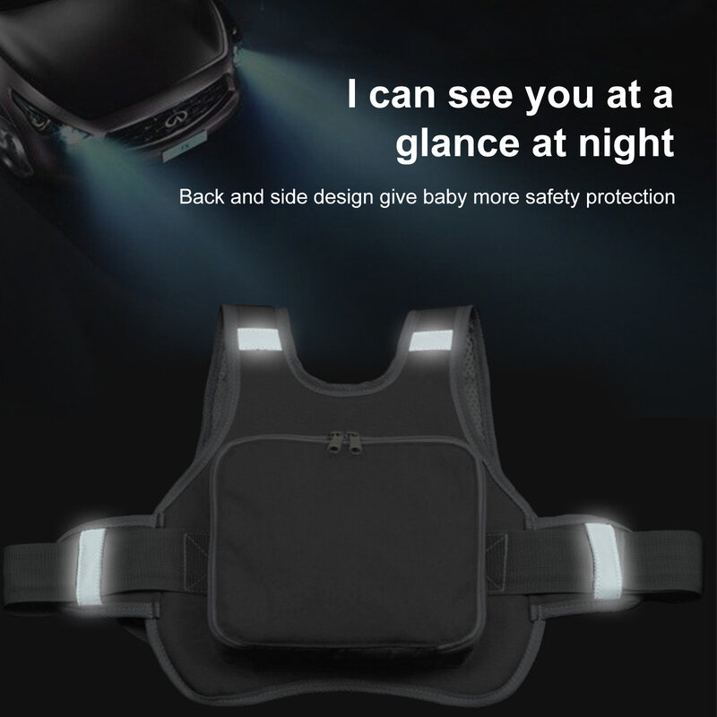 Cintura di sicurezza universale per moto per bambini con borsa portaoggetti sedile posteriore maniglia di sostegno imbracatura regolabile striscia riflettente per bambini