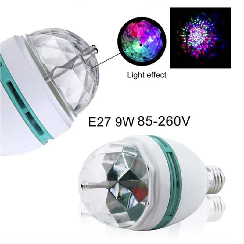 E27 Led Rgb Lamp 9W 6W Lamp Magic Kleur Projector Auto Rotating Stage Light AC85-265V 220V 110V Voor Holiday Party Bar Ktv Disco