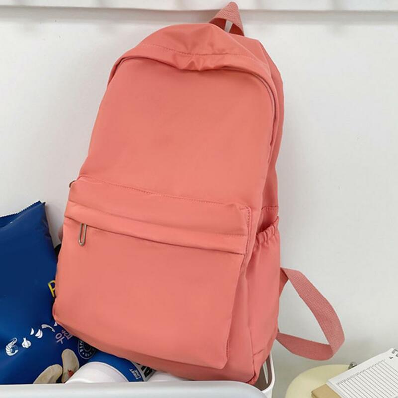 Impermeável grande capacidade zipper schoolbag para mulheres, armazenamento conveniente, cor sólida, adolescentes, mochila casual, fonte de estudante
