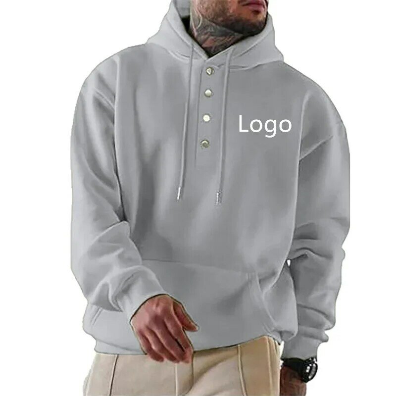 Толстовка мужская с логотипом на заказ, тренд на весну и осень, уличная одежда в стиле хип-хоп, брендовая Толстовка Оверсайз