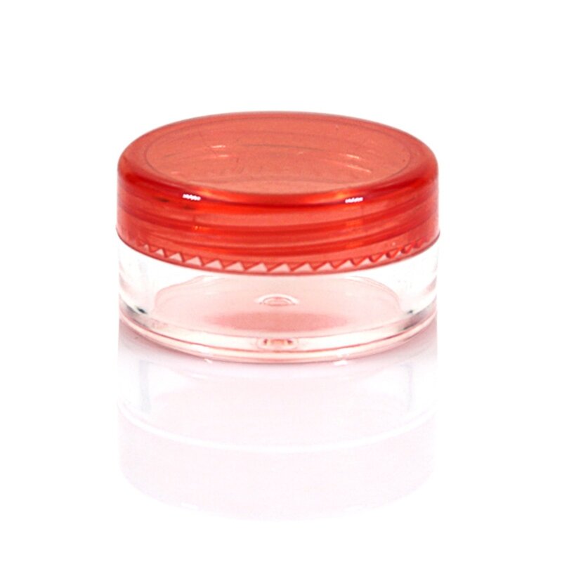 Frasco contenedor Vacío claro 5g con tapas multicolores para maquillaje, muestras cosméticos, pequeñas cuentas para