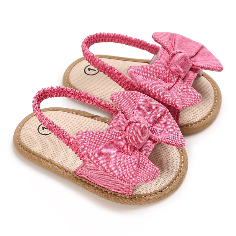 O primeiro recém-nascido arco sandálias verão macio sola confortável sapatos vestido de princesa sapatos 0-18m