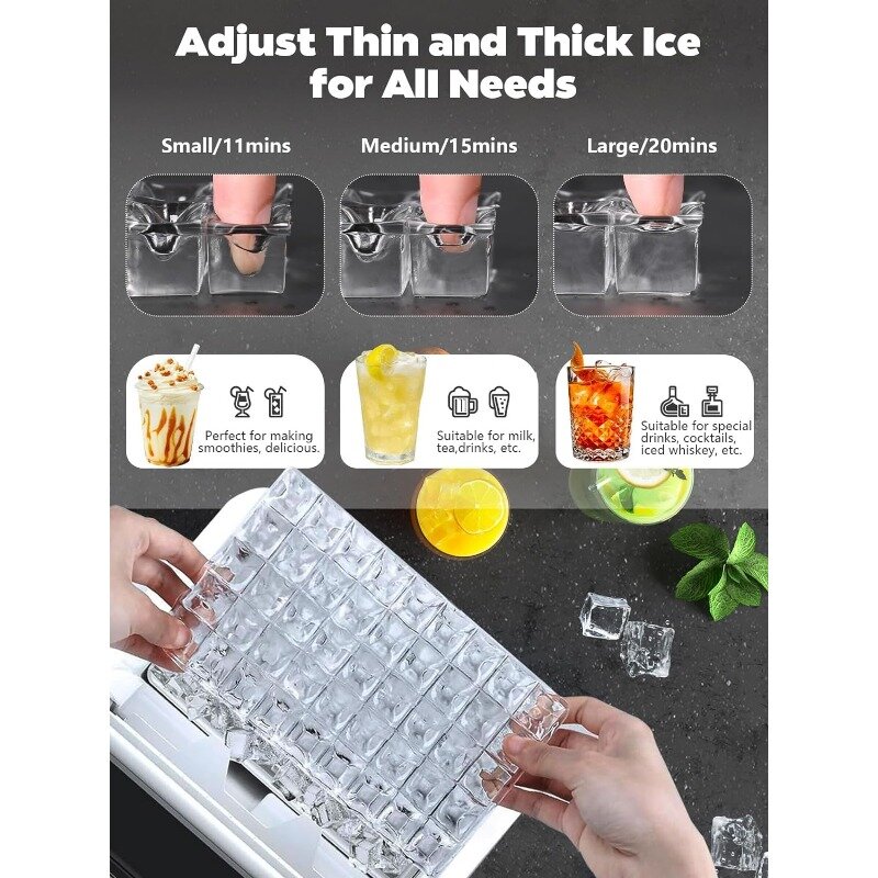 Kndko Ice Makers Countertop, 45Lbs/Day, 2 Ways to Add Water, Countertop Ice Maker, 24 Pcs Ready in 13 Mins