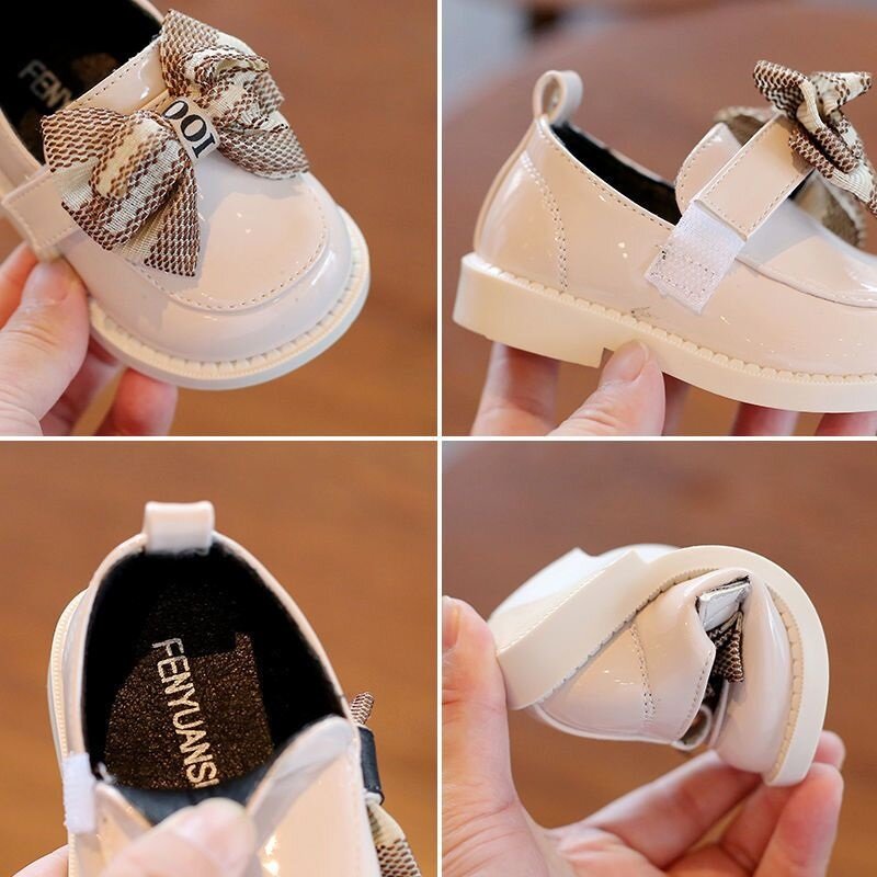 Sepatu Bayi Perempuan Putri Balita Anti-selip Sepatu Kulit Sol Lembut Sepatu Karet Buaian Indah Simpul Kupu-kupu Bayi Pertama Berjalan