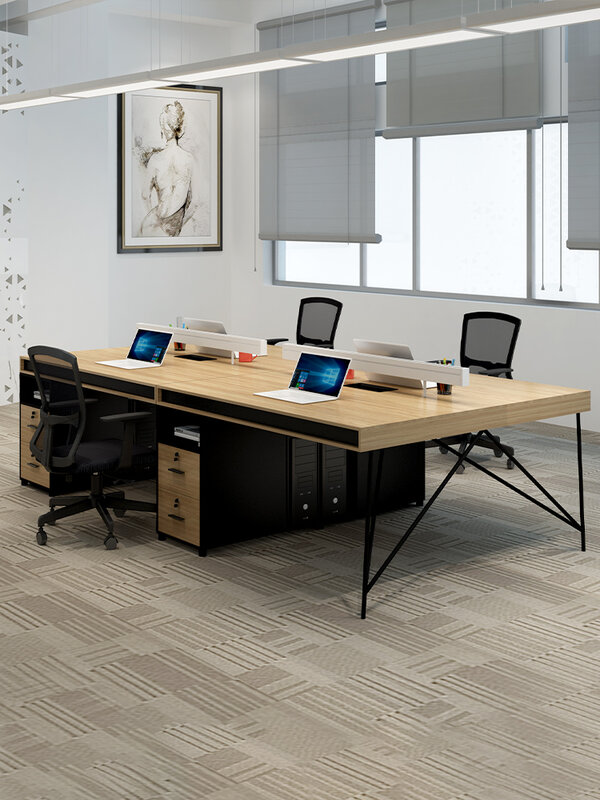 Минималистичная Современная Комбинация офисных столов и стульев