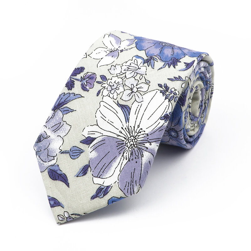 Новый шикарный цветочный галстук для мужчин и женщин, 100% хлопок, красивый элегантный галстук с цветами, белый, синий цвет, фототкань, Свадебный Повседневный галстук