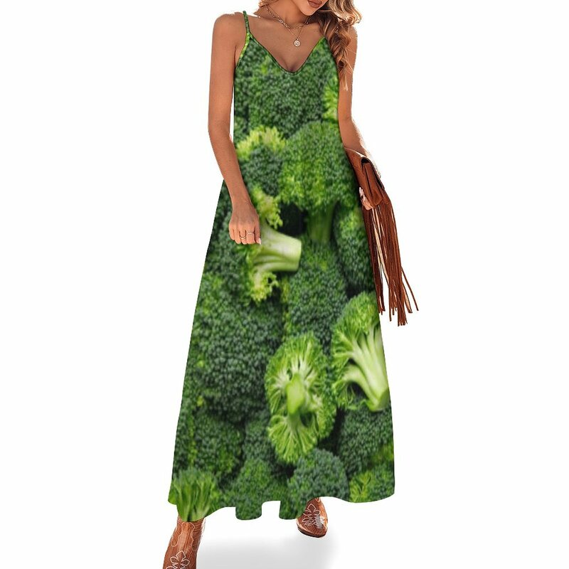 Bróculi-vestido sin mangas para mujer, traje elegante de fiesta, ropa de verano, 2024