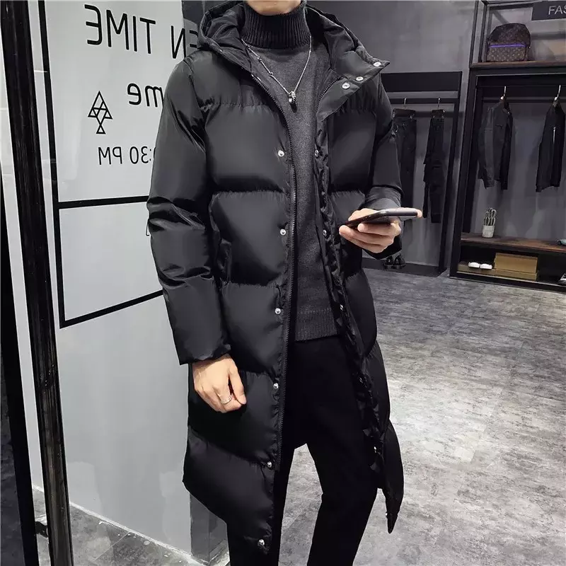 Jaket panjang bertudung untuk pria, jaket Parka bertudung kasual kualitas tinggi, jaket katun musim dingin ukuran M-5XL ukuran Plus untuk pria