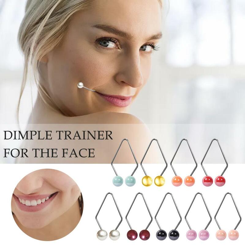 Dimple pelatih untuk wajah mudah dipakai Natural Dimple tersenyum pembuat Dimple untuk wanita aksesoris perhiasan tubuh dengan mutiara