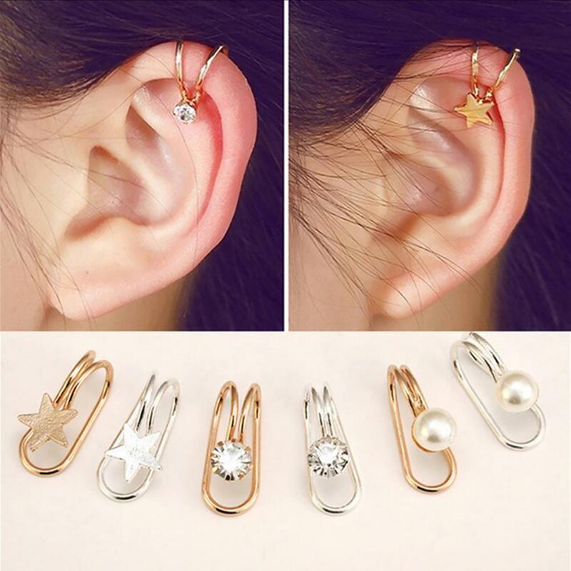 Mini Clip de oreja de circonita cúbica para mujer, Perla de imitación, elegante, agradable para la piel, pendientes de boda, 1 pieza