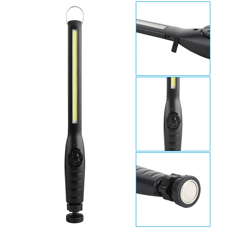 Linterna LED COB magnética, luz de trabajo, gancho de antorcha, recargable por USB, táctil, luz de inspección portátil, lámpara de reparación de automóviles, Camping