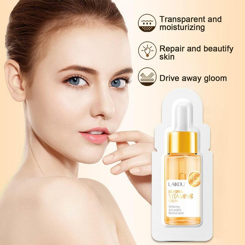 Vitamina C ácido hialurônico essência rosto soro, iluminar linhas, cuidados de clareamento, pele fina desvanecer-se, anti-envelhecimento hidratante, V6F3, 1.5ml