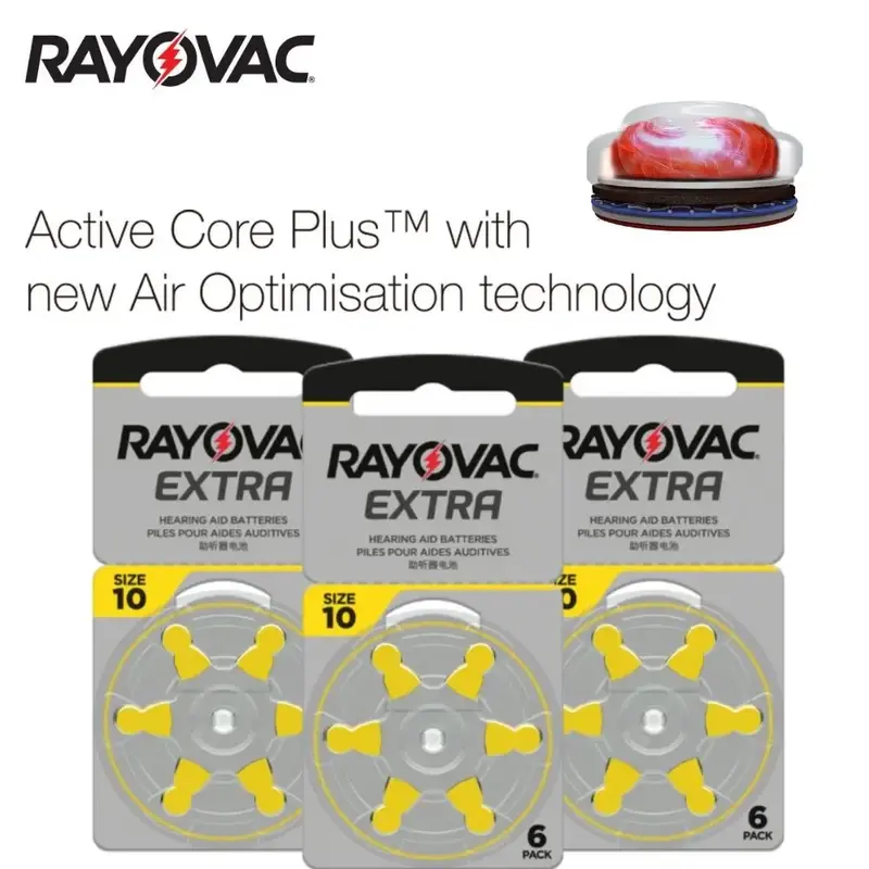 RAYOVAC EXTRA-Bateria do Aparelho Auditivo, Baterias de Aparelhos Auditivos de Desempenho, Ar de Zinco, A10, 10A, 10, PR70, 60 Pcs