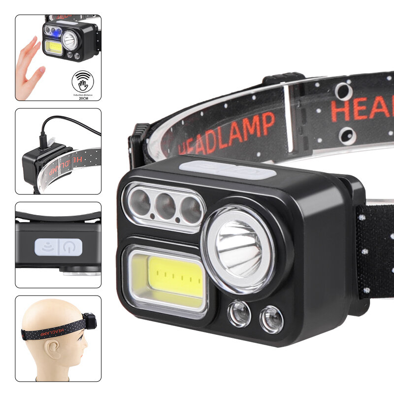 Headlamp Rechargeable LED USB Headlight Waterproof Head Lamp with Bright 60 ft Flashlight Beam Hiking & Outdoor Camping Gear