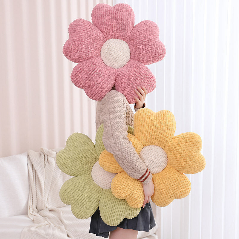 Almohada de felpa de 50/65cm con diseño de flor fresca, cojín de dibujos animados de plantas rellenas de colores, peluches suaves, juguetes Kawaii para decoración de habitación
