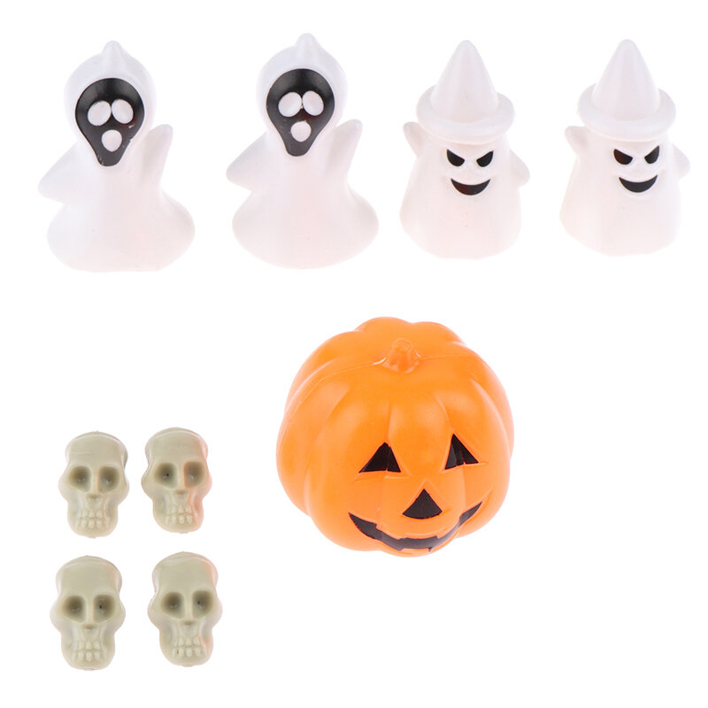 New 1Set Dollhouse Miniature Halloween Ornaments Ghost Tombstone Pumpkin Owl Model Micro Landscape Accessories