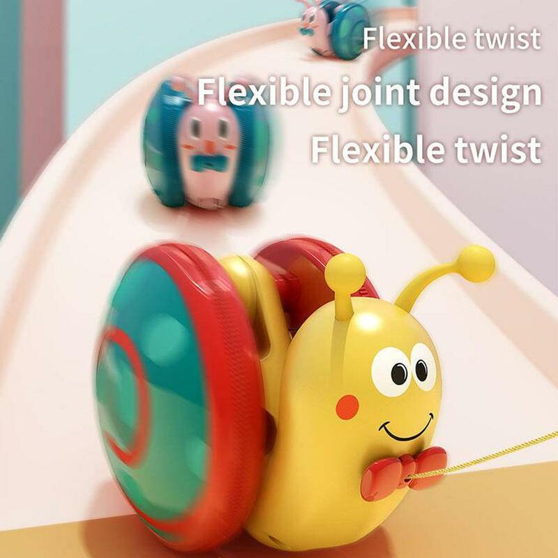 Crawling Electric Snail Toy With Music And LED Light Pull String Snail Toys For Children Baby Crawl Pull Toy Educational To W7L9