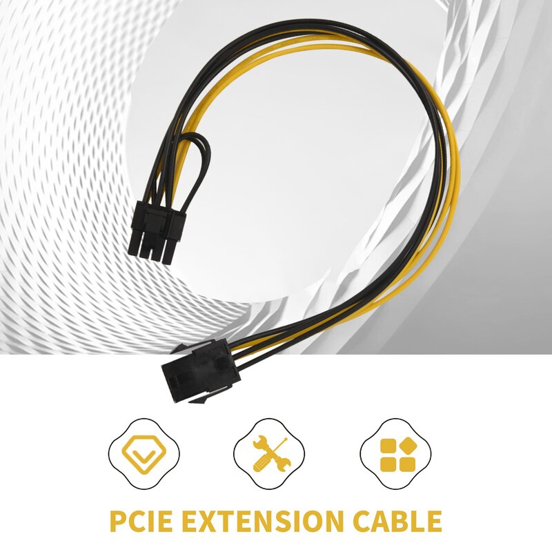 Adaptador PCIE de 6 pines macho a 8 pines (6 + 2) macho, Cable de extensión PCI Express de 12,5 pulgadas (paquete de 4)