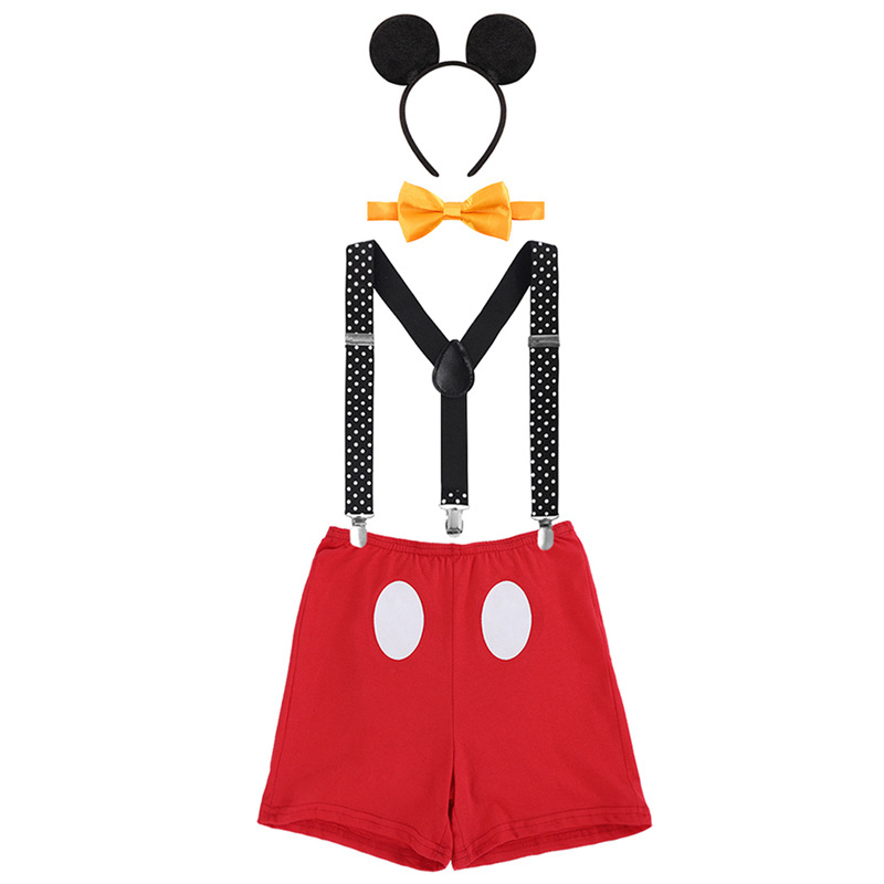 Baju Bayi Laki-laki Hiasan Kue Tema Mickey 3 Potong untuk Pesta Ulang Tahun Bertema Pertama Alat Peraga Fotografi Pesta Baju Bermain Upacara