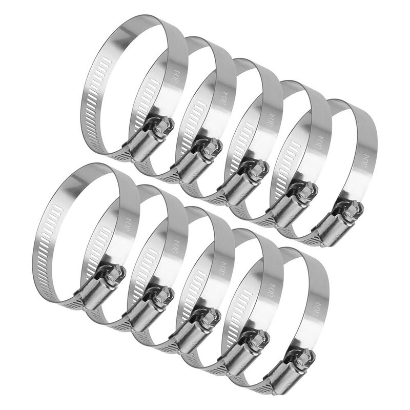 10Pcs Durable Jubilee Stainless Steel Pipe Clamps Car Fuel Hose Clips Pipe Clamp Adjustable Key Clamp Hose Clip