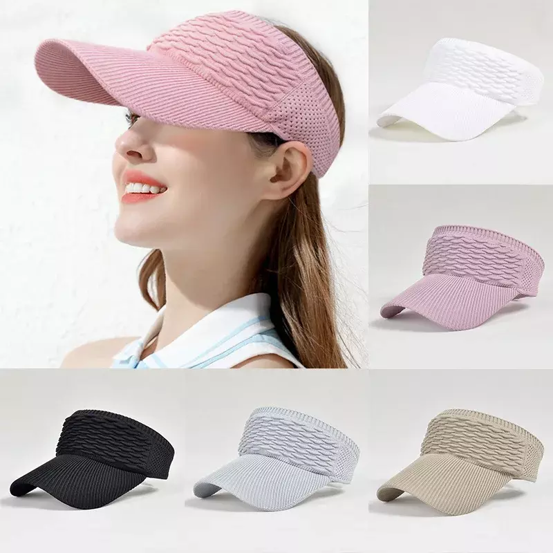 Topi matahari Anti-UV wanita, baru topi Visor atas kosong bernapas dapat disesuaikan untuk pria tenis Golf berlari bepergian pantai olahraga luar ruangan