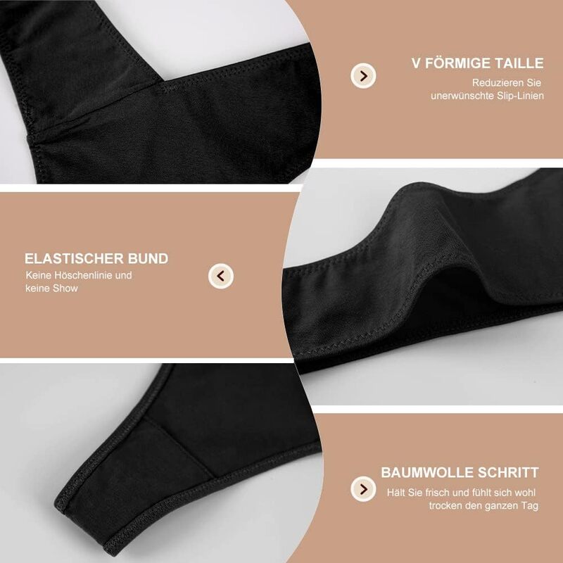 Conjunto de 5 Tanga de algodón para mujer, ropa interior transpirable, suave y cómoda, lencería elástica, S-XL M
