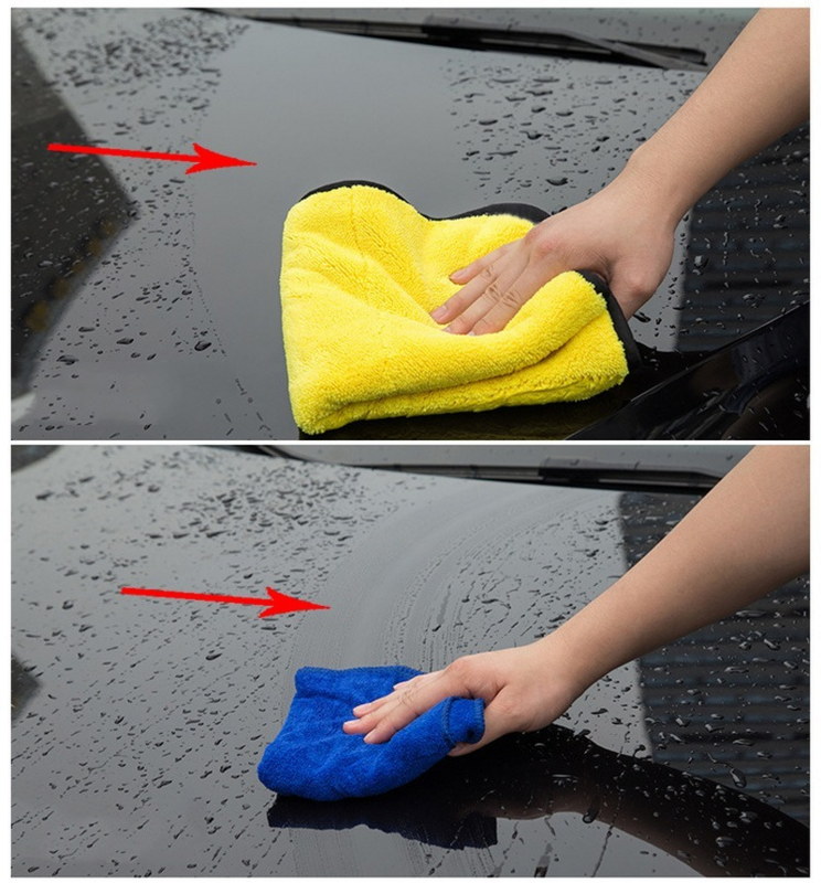 Asciugamano per la pulizia in microfibra addensare panno morbido per l'asciugatura asciugamani per il lavaggio del corpo dell'auto stracci puliti a doppio strato 30/40/60cm