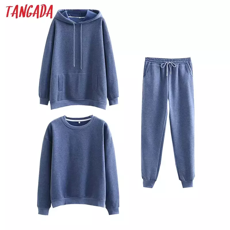 Tangada 여성 커플 스웨터 양털 100% 코튼 amygreen 대형 후드 후드 스웨터 SD60