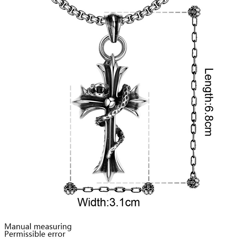 Męski naszyjnik krzyżowy, biżuteria ze stali nierdzewnej skrzydła węża, najlepszy wybór dla prezenty świąteczne męskiej