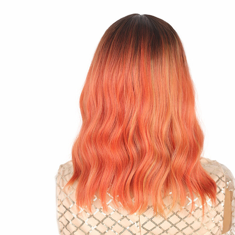 SNQP 38cm krótkie włosy z grzywką w pomarańczowo-czerwonym gradientowym kolorze nowa stylowa peruka dla kobiet na co dzień na imprezę Cosplay odporna na ciepło
