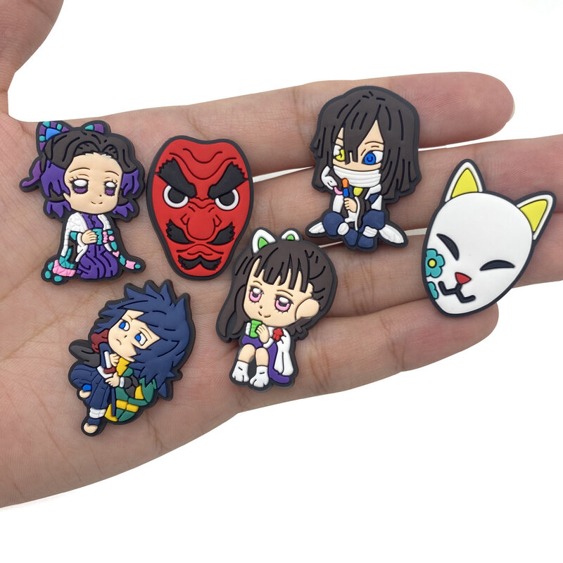 New Japan Anime 1PCS Cartoon ghost Jibz Shoe Charms PVC  Croc Clogs Decorate Sandals pins Accessories Kids Adult party Gifts