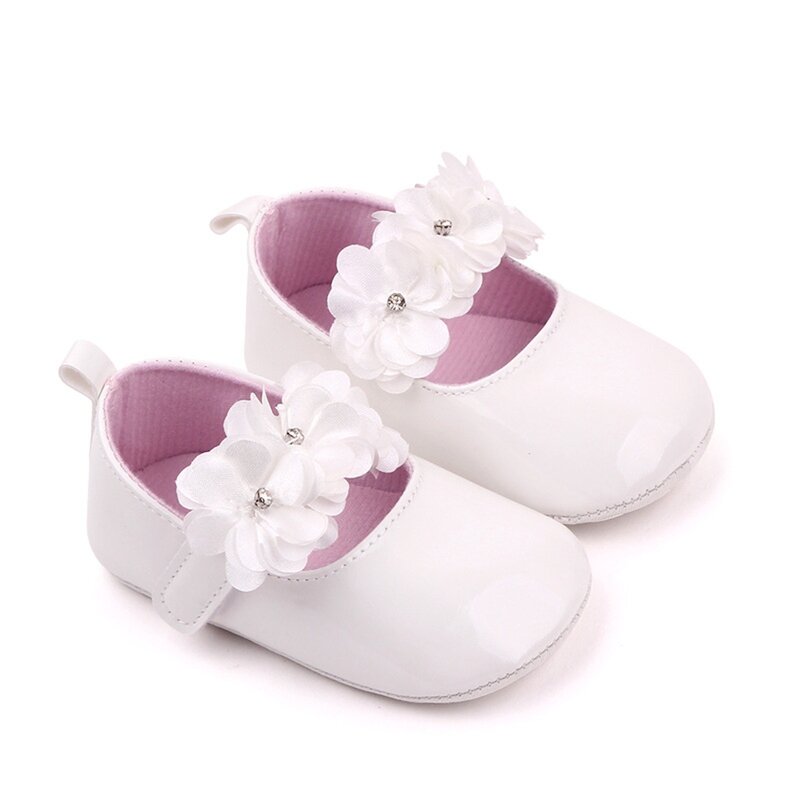 Infant Baby Girls Cute Sneakers Shoes Soft Sole Flower Decor PU Leather Flats Shoes First Walkers Non-Slip Summer Princess Shoes