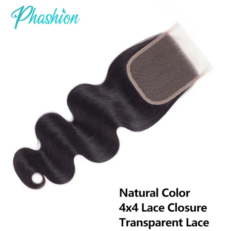 Phashion 13X4 кружевной фронтальный прямой 4x4 5X5 закрытие только волна тела предварительно выщипанные швейцарские HD прозрачные 100% Remy человеческие волосы в продаже