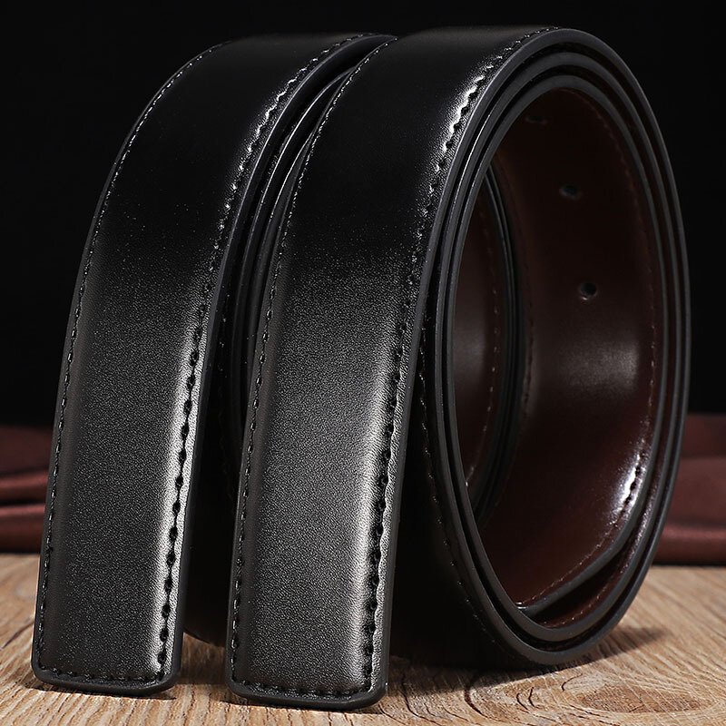 Multi-size Genuine Leather Mens Belt Two-layer Cowhide Double-sided Available Without Buckle Pin Buckle Belt for Men