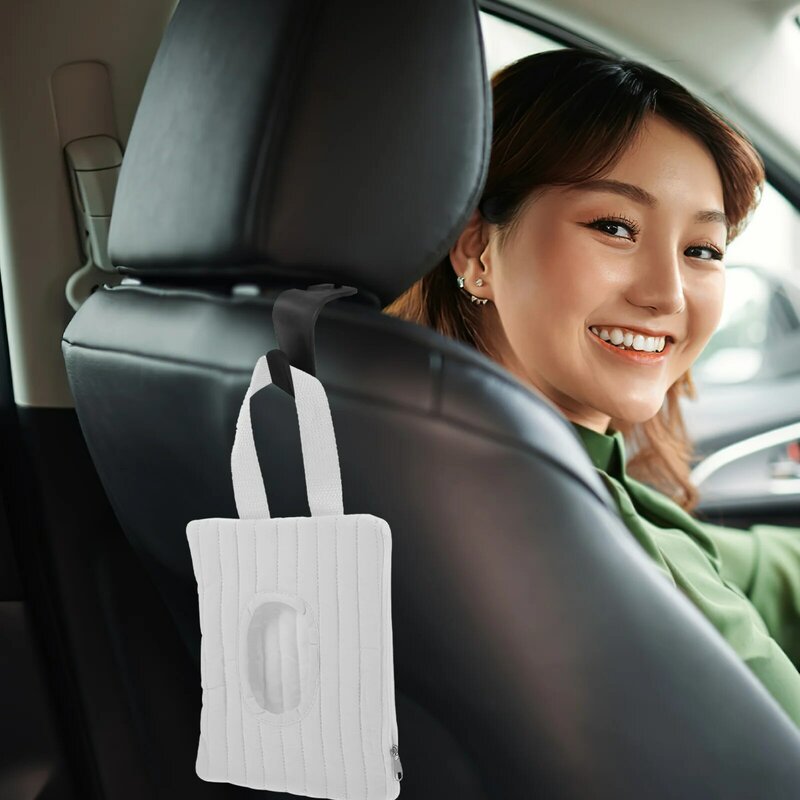 Caja de pañuelos de coche para mujer, organizador de servilletas, soporte Interior automotriz, dispensador de toallas de papel para asiento trasero