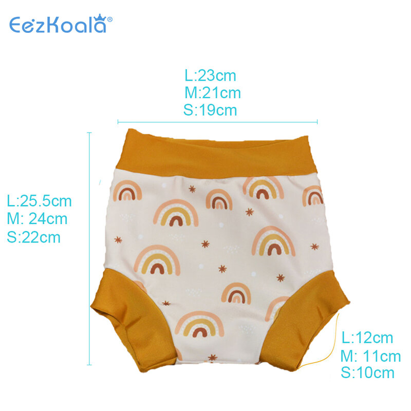 Eezkoala-赤ちゃん用のハイウエスト水着おむつ、新生児用の漏れ防止おむつ、プリントクロス、男の子と女の子用の水着