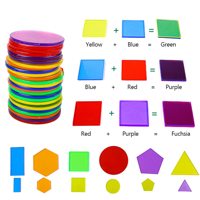 Mainan Puzzle Montessori anak-anak transparan geometris blok pelangi DIY permainan berpikir edukasi sensorik belajar cahaya meja mainan