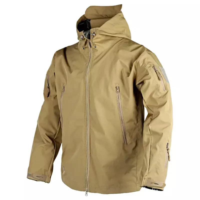 남성용 용수철 방수 트레이닝 재킷, 멀티 포켓, 내마모성 바람막이 코트, 야외 상어 피부 얇은 카고 재킷, 가을