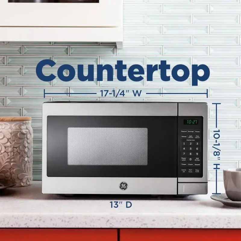 GE Countertop Microwave Oven| 0.7 Cubic Feet Capacity, 700 Watts | Kitchen Essentials for the Countertop | Stainless Steel