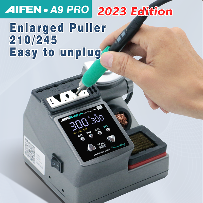 AIFEN A9pro Estación de soldadura, Compatible con punta de hierro Original, 210/245/115 Mango, Control de temperatura, retrabajo de soldadura
