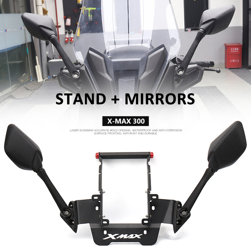 Motorcycle Stand GPS Bracket Mobile Phone Navigation Plate Holder Rear View Mirrors For YAMAHA X-MAX 300 XMAX 300 XMAX300 2023