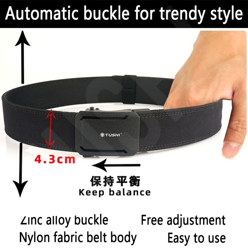 TUSHI 1.7 inch Army Tactical Belt Quick Release Military Airsoft Training Molle Belt Outdoor Shooting Hiking Hunting Sports Belt