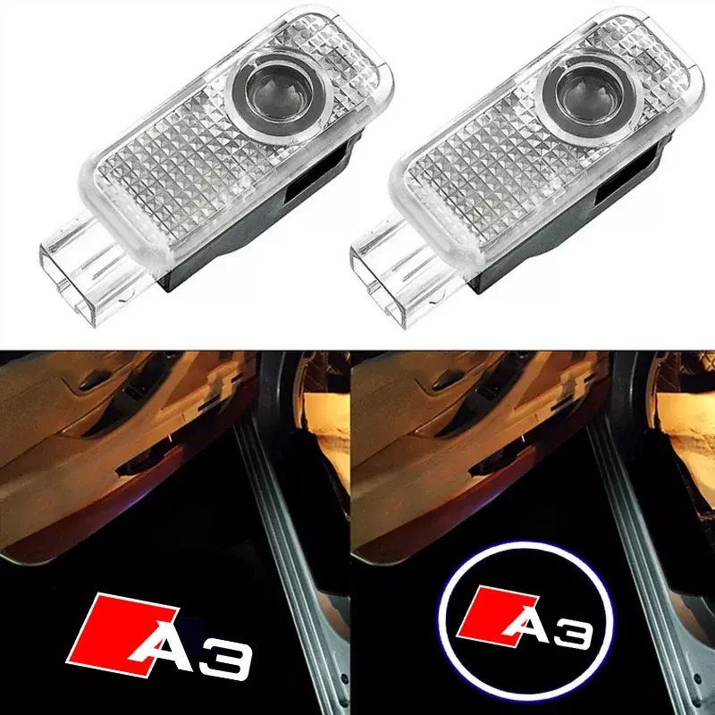 2 шт., проектор для дверей автомобиля с логотипом Audi A3 2012 2013 2014 2017 2018 2019 2020 2021
