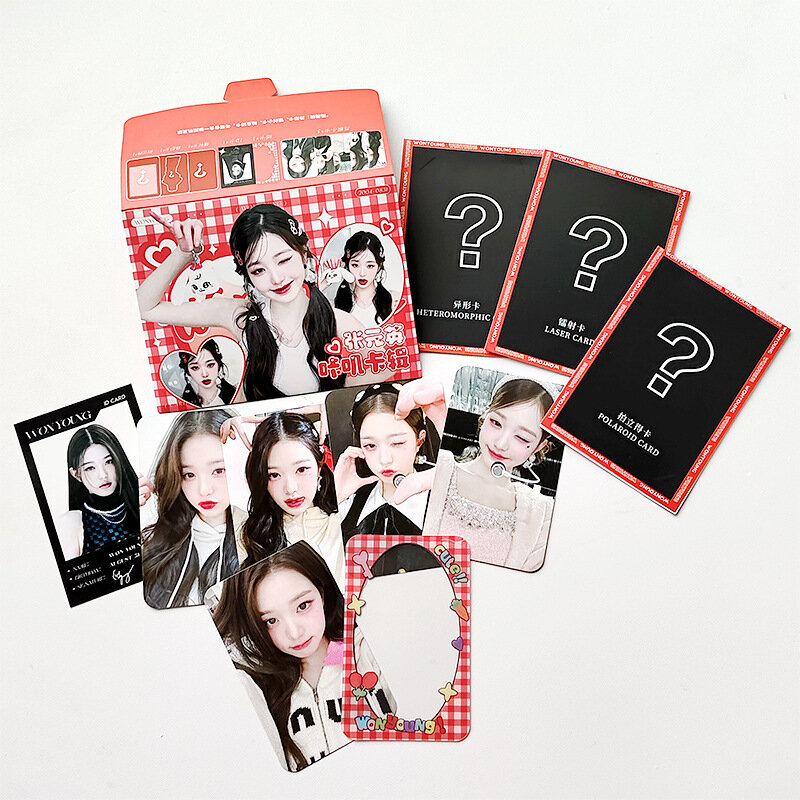 Collection de cartes Kpop Idol IVE Wonyoung Kaji, sac cadeau, carte Druo, ensemble d'enveloppes, petite carte d'identité laser, carte transparente