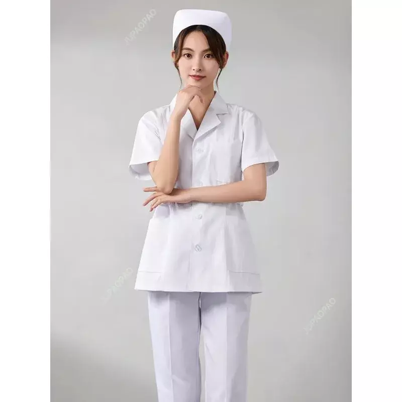 ชุดพยาบาลแขนสั้นสำหรับผู้หญิงชุดสูทแขนสั้นผ่าข้างแขนยาวชุดพยาบาลพยาบาลประจำบ้านสำหรับฤดูหนาว