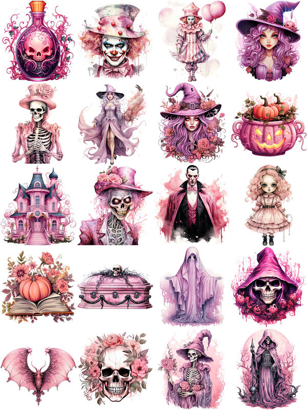 20 buah/pak stiker Halloween merah muda DIY kerajinan buku tempel Album sampah jurnal stiker dekorasi