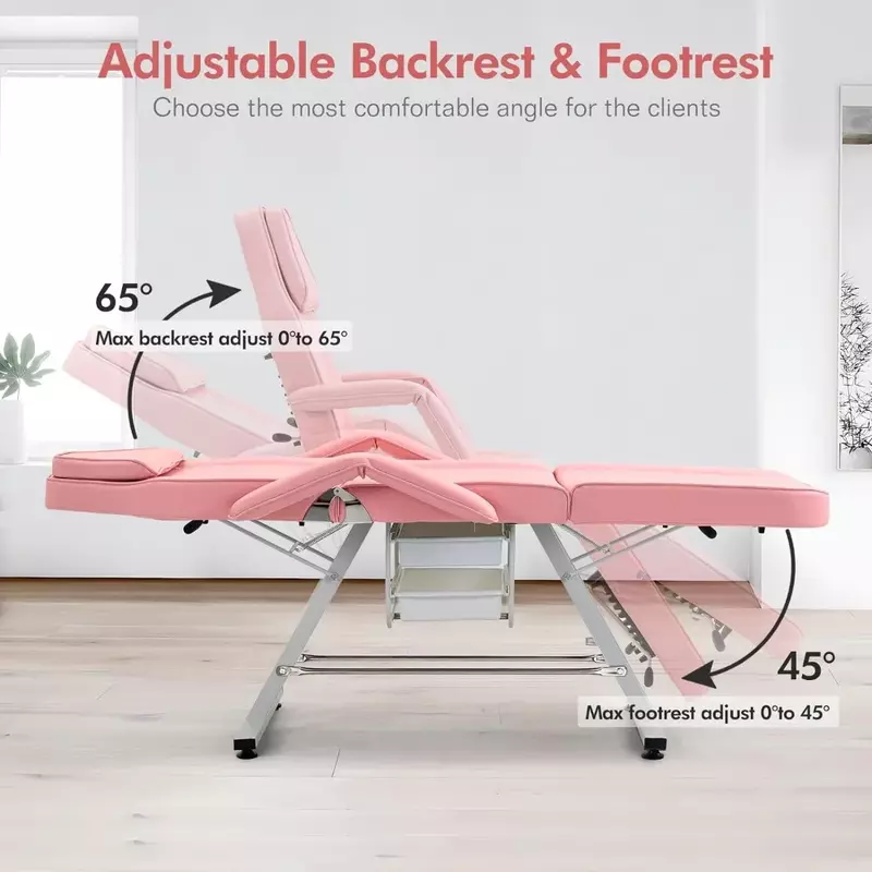 Massage Table Massage Bed, Adjustable Facial Chair Bed for Esthetician, Professional Massage Spa Salon Bed Eyebrow Chair