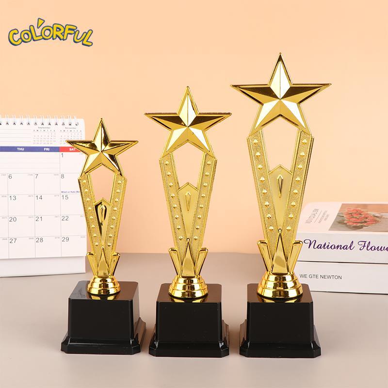 1Pcs Children Award Trophy Toys Star Trophies For Kids Competition Reward Prize Favors Gifts Small Trophies Toys with Black Base