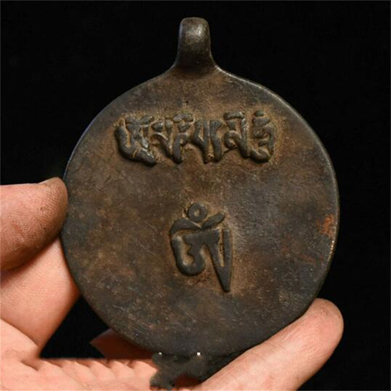 Sammeln stary tybet buddyzm brązowy Acht Günstigen symbol statua amulet Anhänger Hause Zubehör Figuren Sammlung