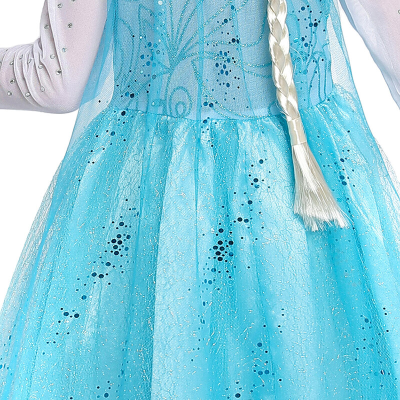 Gaun Cosplay anak perempuan, kostum ulang tahun anak, gaun pesta karnaval Halloween, kostum putri menyala, kostum Disney Elsa 2024